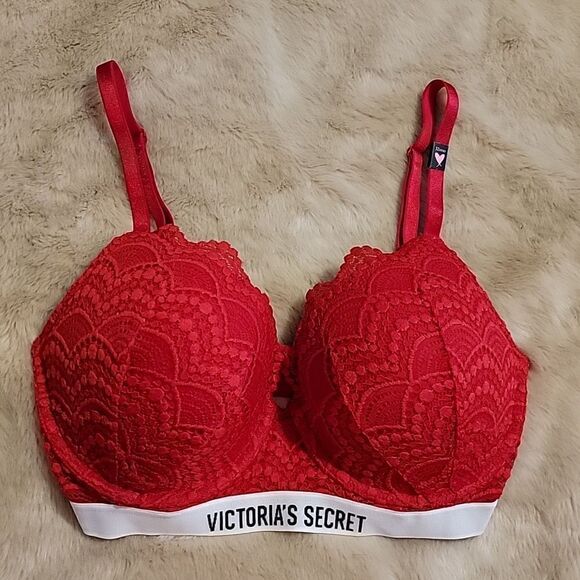 VICTORIA'S SECRET RED T-SHIRT PUSH-UP FULL COVERAGE BRA, SIZE 32DDD - Picture 3 of 9